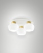 Immagine di Plafoniera Rotonda 3 Paralumi Vetro Bianco Led Dimmer Step 36w Kino Fabas