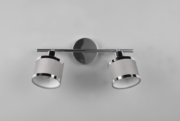 Immagine di Doppio Faretto Spot E14 Orientabile Cromo e Tessuto Grigio Arosa Trio Lighting 
