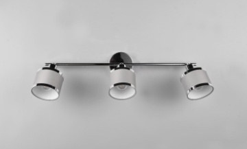 Immagine di Faretto da Soffitto 3 Spots E14 Orientabili Cromo e Tessuto Grigio Arosa Trio Lighting 