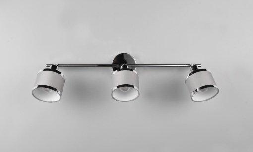 Immagine di Faretto da Soffitto 3 Spots E14 Orientabili Cromo e Tessuto Grigio Arosa Trio Lighting 