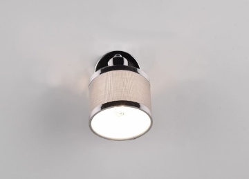Immagine di Faretto Spot Singolo E14 Orientabile Cromo e Tessuto Grigio Arosa Trio Lighting  