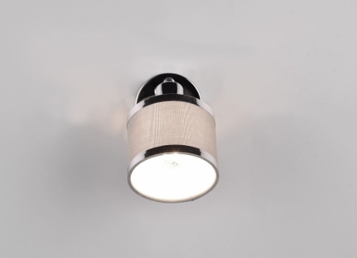 Immagine di Faretto Spot Singolo E14 Orientabile Cromo e Tessuto Grigio Arosa Trio Lighting  