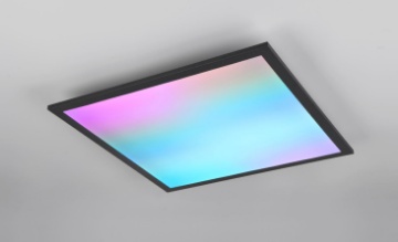 Immagine di Lampada Quadrata da Soffitto o Parete Nera Led CCT RGBW Beta con Telecomando Trio Lighting