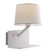 Immagine di Applique Abatjour Camera Da Letto Metallo Bianco Con Mensola e Presa USB