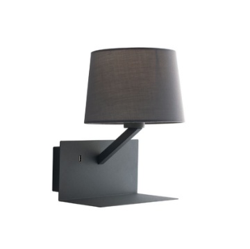 Immagine di Applique Da Camera Da Letto Abatjour Grigio Con Mensola e Presa USB