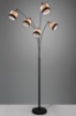 Immagine di Piantana 5 Luci Paralumi Legno Naturale e Tessuto Nero Bolzano Trio Lighting
