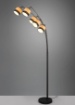 Immagine di Piantana 5 Luci Paralumi Legno Naturale e Tessuto Nero Bolzano Trio Lighting