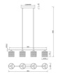 Immagine di Lampadario in Linea 4 Paralumi Legno Naturale e Tessuto Nero Bolzano Trio Lighting