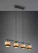 Immagine di Lampadario in Linea 4 Paralumi Legno Naturale e Tessuto Nero Bolzano Trio Lighting