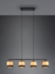 Immagine di Lampadario in Linea 4 Paralumi Legno Naturale e Tessuto Nero Bolzano Trio Lighting