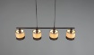Immagine di Lampadario in Linea 4 Paralumi Legno Naturale e Tessuto Nero Bolzano Trio Lighting