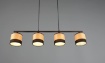 Immagine di Lampadario in Linea 4 Paralumi Legno Naturale e Tessuto Nero Bolzano Trio Lighting