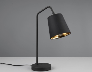 Immagine di Lumetto Buddy Paralume Cilindro Tessuto Nero/Oro Trio Lighting
