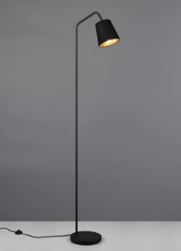 Immagine di Piantana Buddy Paralume 1xE27 Cono Orientabile Tessuto Nero e Oro Trio Lighting 