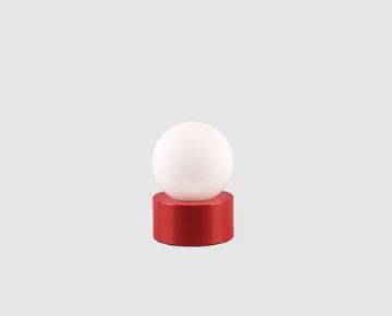 Immagine di Lumetto Countess Base Rossa e Paralume Sfera Vetro Bianco Trio Lighting