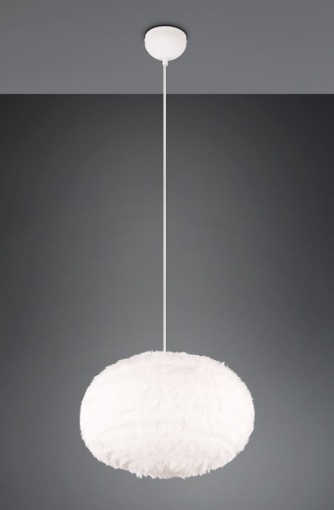 Immagine di Sospensione Paralume Ovale Effetto Piuma Peluche Sabbia Furry Ø50 cm Trio Lighting