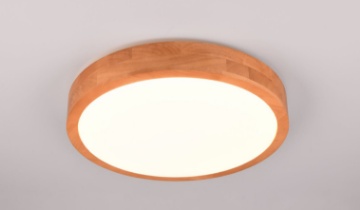Immagine di Lampada Soffitto o Parete Bordo Legno Naturale Iseo Led Switch Dimmer Ø40 cm Trio Lighting 