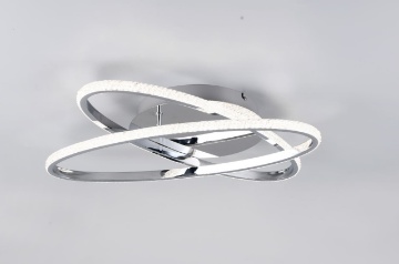 Immagine di Plafoniera Doppio Cerchio Ovale Orientabile Cromo Lane Led 4000k Switch Dimmer Trio Lighting 