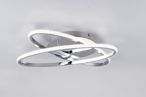 Immagine di Plafoniera Doppio Cerchio Ovale Orientabile Cromo Lane Led 4000k Switch Dimmer Trio Lighting 