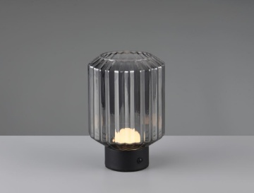 Immagine di Lumetto Vetro Rigato Fumé Led Touch Senza Fili Lord Trio Lighting