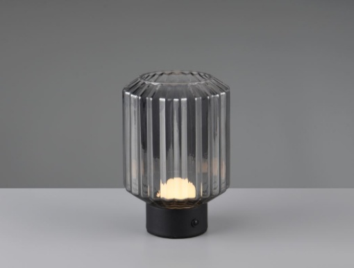 Immagine di Lumetto Vetro Rigato Fumé Led Touch Senza Fili Lord Trio Lighting