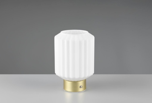 Immagine di Lumetto Decorativo Ottone Con Vetro Bianco Led Touch Ricaricabile Lord Trio