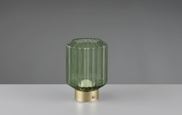 Immagine di Lampada da Tavolo Senza Filo Led Touch Vetro Verde Ottone Lord Trio