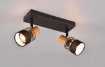 Immagine di Doppio Faretto Nandini Nero con Paralume Legno e Tessuto 2xE14 Orientabile Trio Lighting 