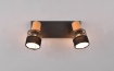 Immagine di Doppio Faretto Nandini Nero con Paralume Legno e Tessuto 2xE14 Orientabile Trio Lighting 