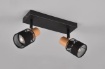 Immagine di Doppio Faretto Nandini Nero con Paralume Legno e Tessuto 2xE14 Orientabile Trio Lighting 