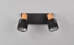 Immagine di Doppio Faretto Nandini Nero con Paralume Legno e Tessuto 2xE14 Orientabile Trio Lighting 