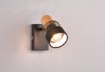 Immagine di Faretto Singolo Nandini Nero con Paralume Legno e Tessuto 1xE14 Orientabile Trio Lighting 