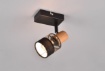 Immagine di Faretto Singolo Nandini Nero con Paralume Legno e Tessuto 1xE14 Orientabile Trio Lighting 