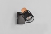 Immagine di Faretto Singolo Nandini Nero con Paralume Legno e Tessuto 1xE14 Orientabile Trio Lighting 