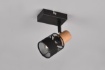 Immagine di Faretto Singolo Nandini Nero con Paralume Legno e Tessuto 1xE14 Orientabile Trio Lighting 