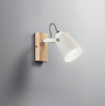 Immagine di Applique Orientabile Bianca Base Effetto Legno Eda AP1 Fan Europe