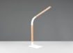 Immagine di Lampada da Tavolo Led Touch Norris Bacchetta Metallo Bianco e Legno Naturale Trio Lighting