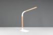 Immagine di Lampada da Tavolo Led Touch Norris Bacchetta Metallo Bianco e Legno Naturale Trio Lighting
