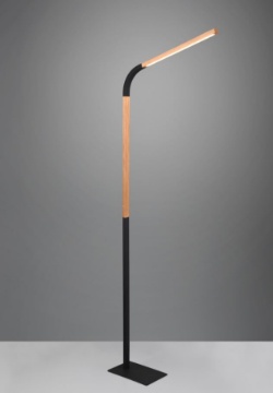 Immagine di Piantana Moderna Led Flessibile Switch Dimmer Norris Fusto Nero con Legno Naturale Trio Lighting