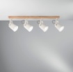 Immagine di Binario 4 Faretti Orientabili Parete Soffitto Bianco Effetto Legno Eda AP4 Fan Europe