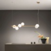 Immagine di Lampadario Binario Oro Con Sfere Vetro Bianco Per Tavolo Pranzo Enoire Fan