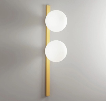 Immagine di Applique Moderna Bacchetta Oro 2 Sfere Vetro Enoire AP2 Luce Ambiente Design