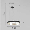 Immagine di Lampadario Rotondo 3 Luci Per Salotto Nero Oro Con Sfere Vetro Sonetto Fan