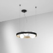 Immagine di Lampadario Rotondo 3 Luci Per Salotto Nero Oro Con Sfere Vetro Sonetto Fan