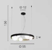 Immagine di Lampadario Soggiorno Cerchio Nero Oro Sfere Vetro Sonetto S5 Fan