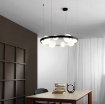 Immagine di Lampadario Moderno Cerchio Nero Oro Per Soggiorno Sfere Vetro Sonetto S8 Fan