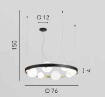 Immagine di Lampadario Moderno Cerchio Nero Oro Per Soggiorno Sfere Vetro Sonetto S8 Fan