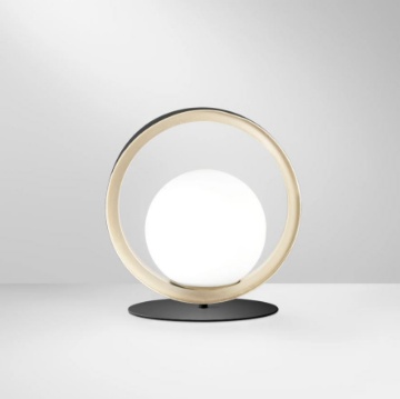 Immagine di Lampada Comodino Colore Oro Nero Sfera Bianco Sonetto Fan