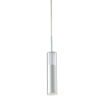 Immagine di Lampadario Tubo Pendente Vetro Metallo Bianco Per Isola Cucina Taboo Fan Europe