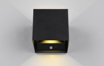 Immagine di Applique Biemissione Cubotto Nero Led 1w 3000k Ricaricabile Con Sensore Movimento IP44 Talent Trio